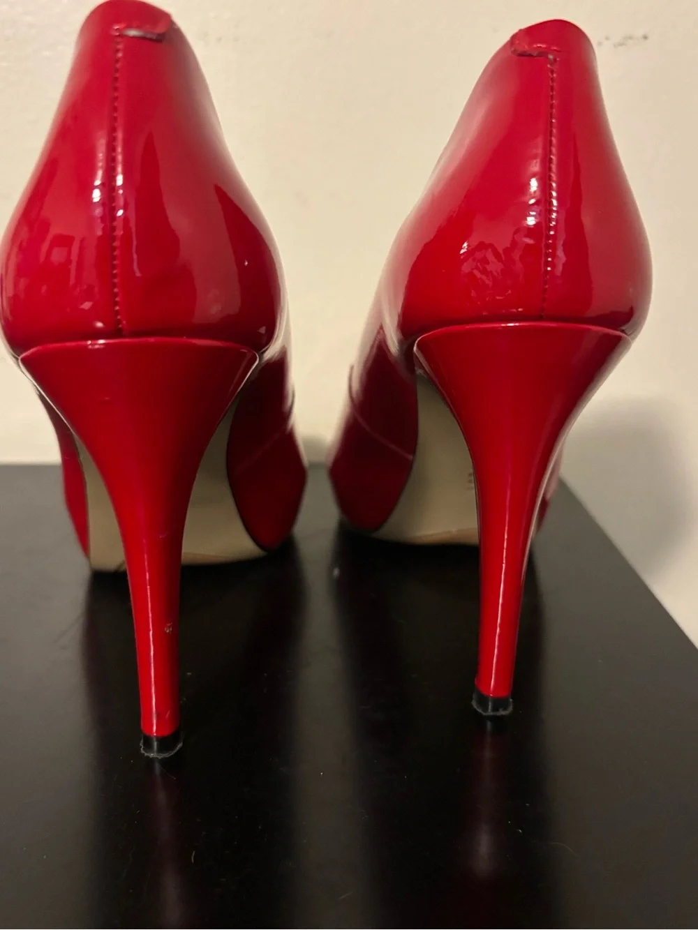 Nine West Red Patent Peep-Toe Heels Camus